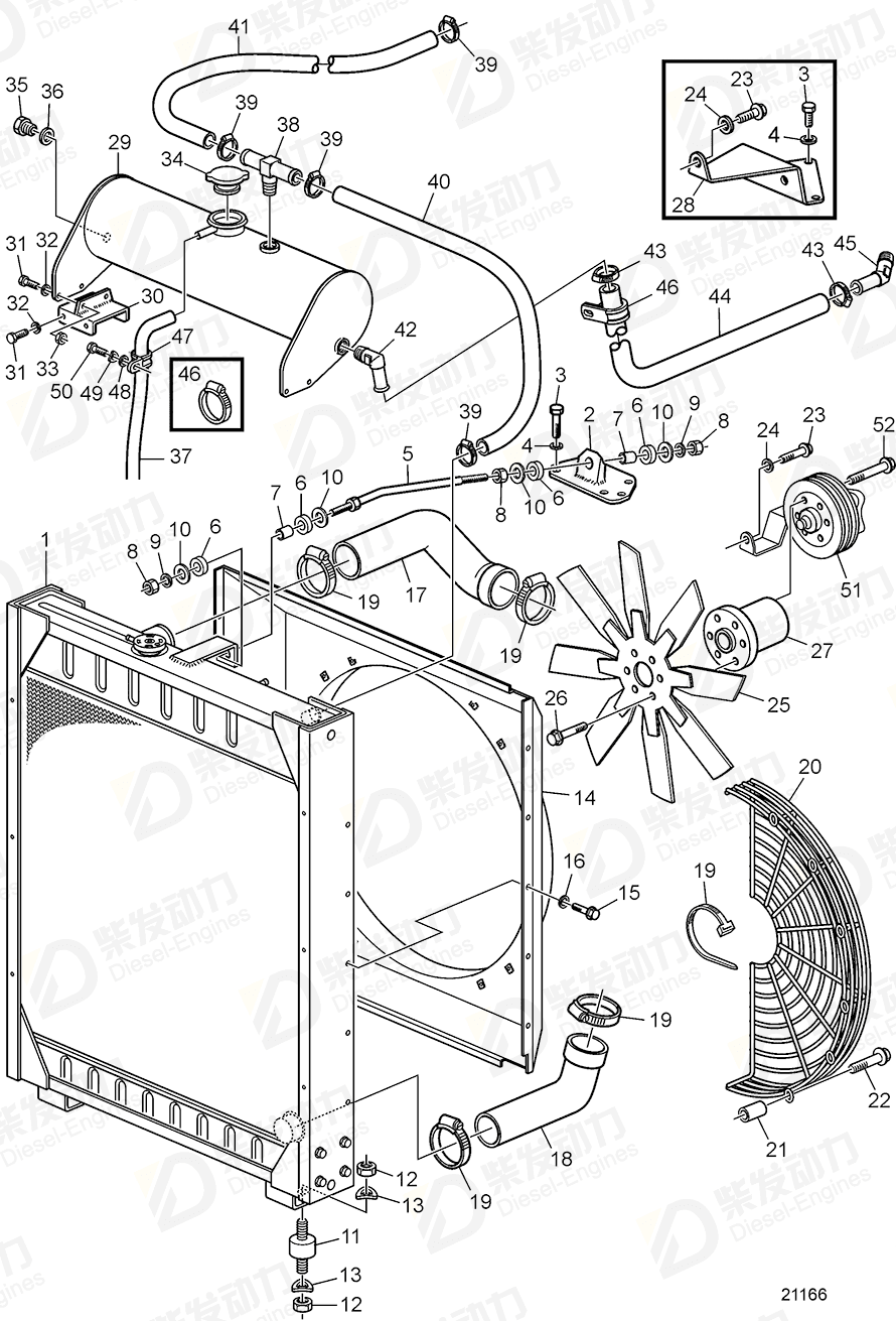 VOLVO Radiator 3829277 Drawing